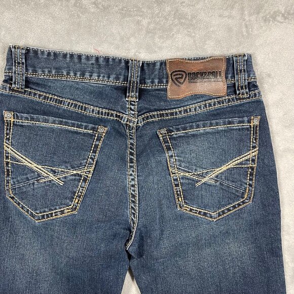 Rock & Roll Denim Relaxed Straight Leg Jeans Double‎ Barrel Dark Wash 30x30 - Picture 5 of 10